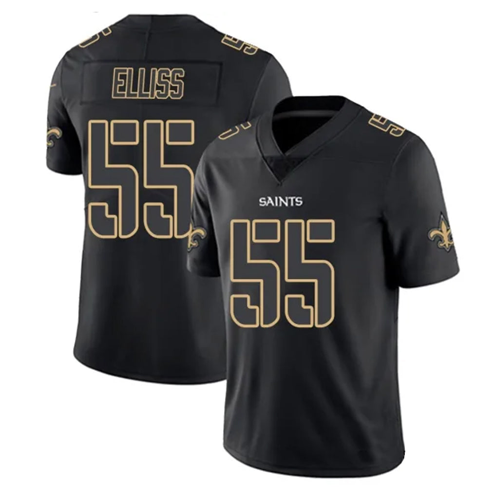 Pkot NO.Saints #55 Kaden Elliss Player Black Impact Limited Home Game Stitched Jerseys