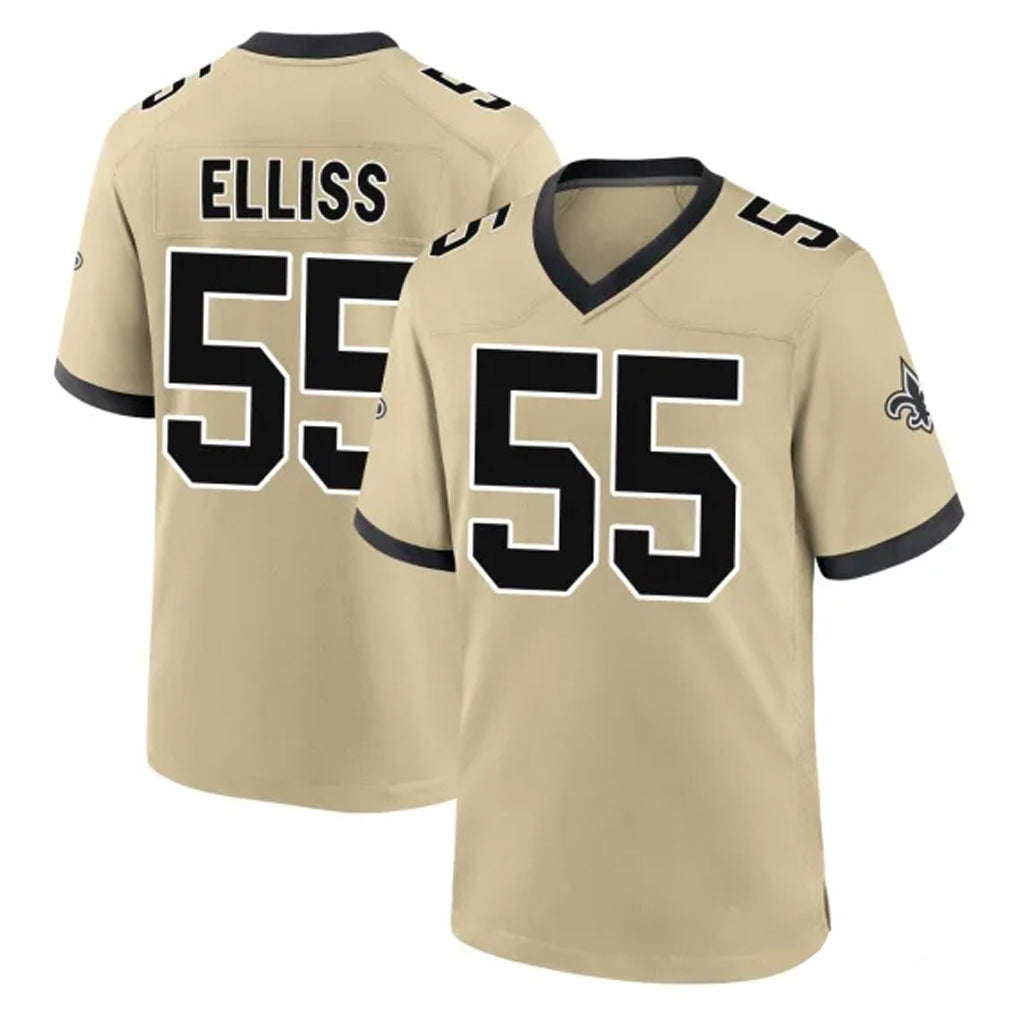 Pkot NO.Saints #55 Kaden Elliss Player Gold Home Game Stitched Jerseys