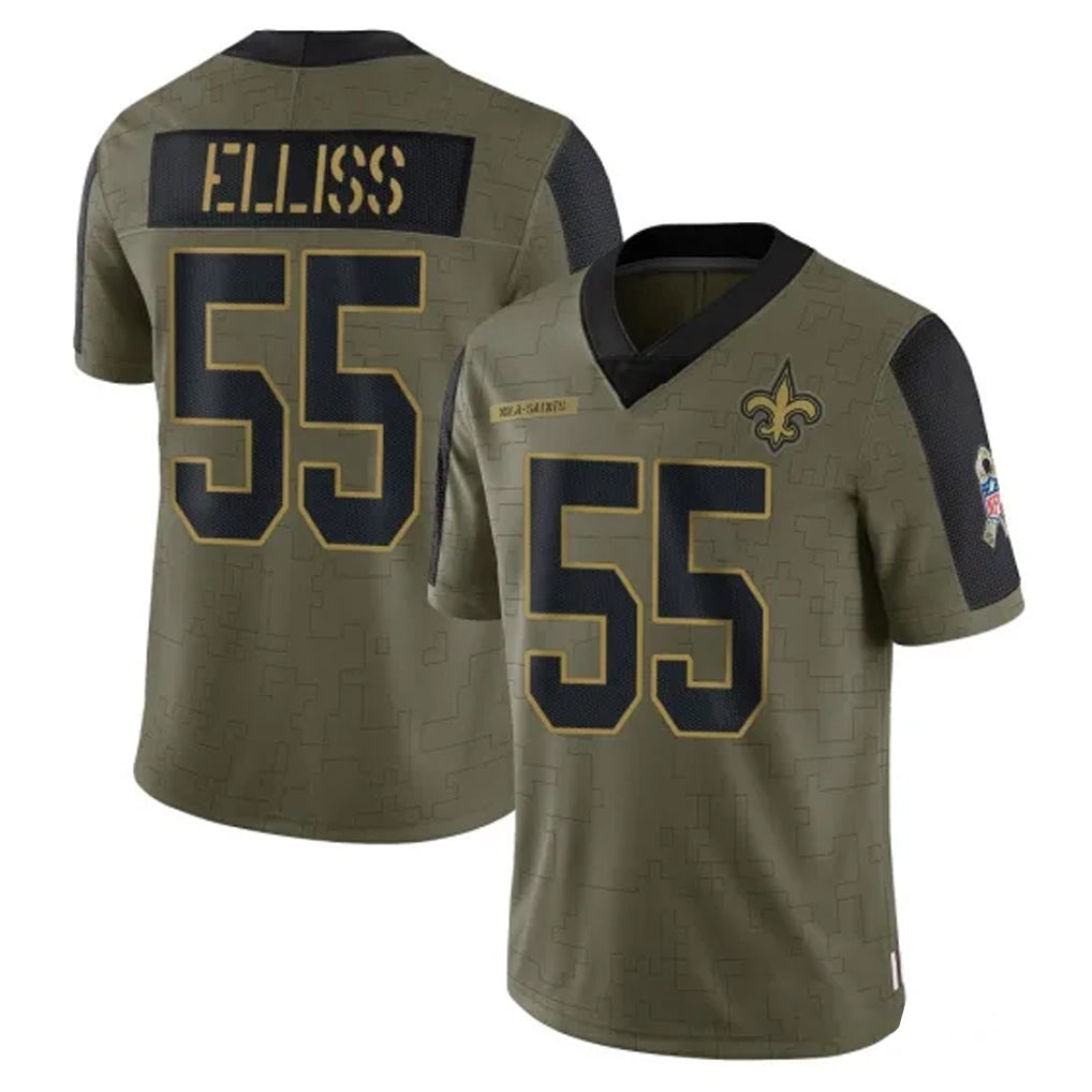 Pkot NO.Saints #55 Kaden Elliss Player Olive Salute To Service Limited Game Stitched Jerseys