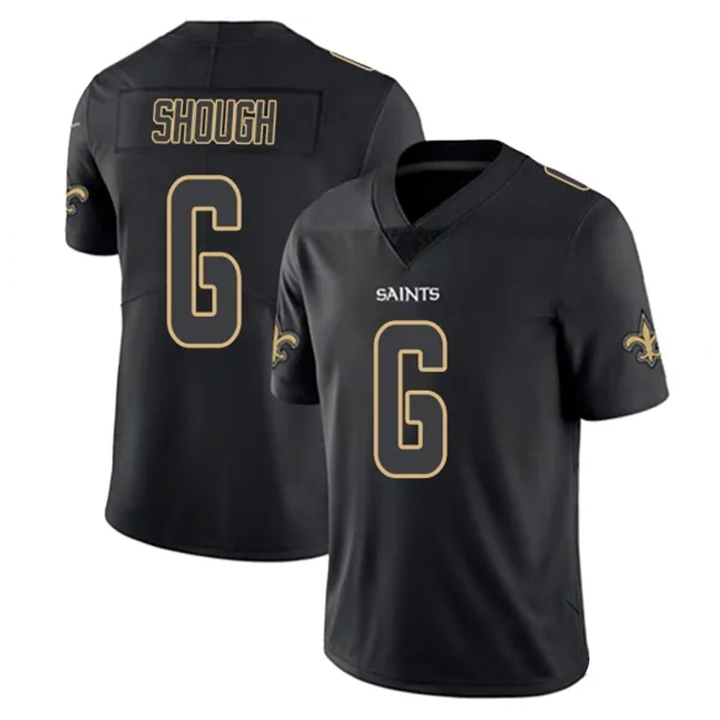 Pkot NO.Saints #6 Tyler Shough Player Black Impact Limited Home Game Stitched Jerseys