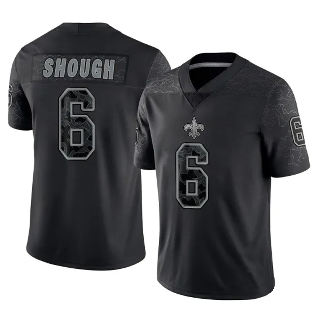 Pkot NO.Saints #6 Tyler Shough Player Black Limited Reflective Home Game Stitched Jerseys