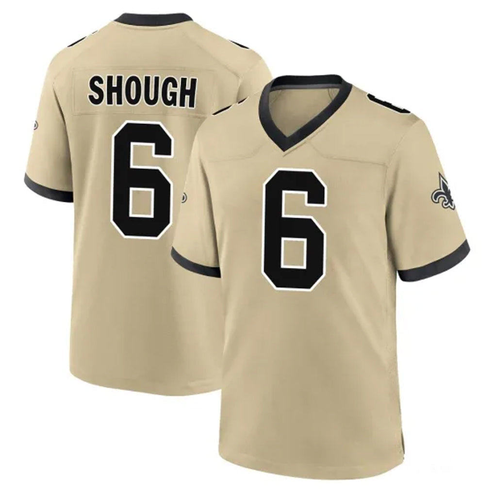 Pkot NO.Saints #6 Tyler Shough Player Gold Home Game Stitched Jerseys