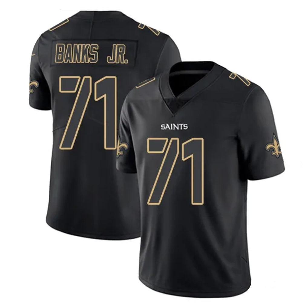 Pkot NO.Saints #71 Kelvin Banks Jr. Player Black Impact Limited Home Game Stitched Jerseys
