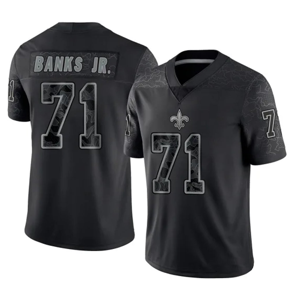 Pkot NO.Saints #71 Kelvin Banks Jr. Player Black Limited Reflective Home Game Stitched Jerseys