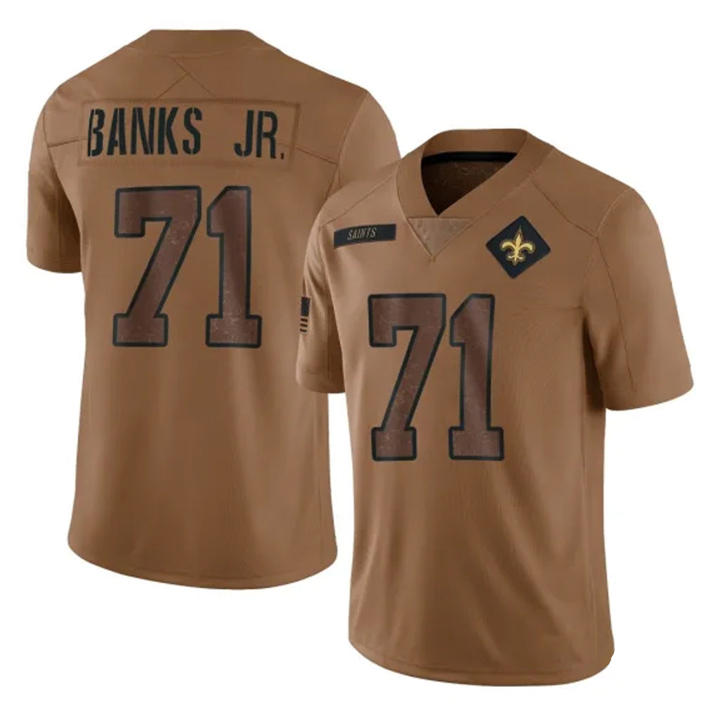 Pkot NO.Saints #71 Kelvin Banks Jr. Player Brown Salute To Service Limited Stitched Jerseys