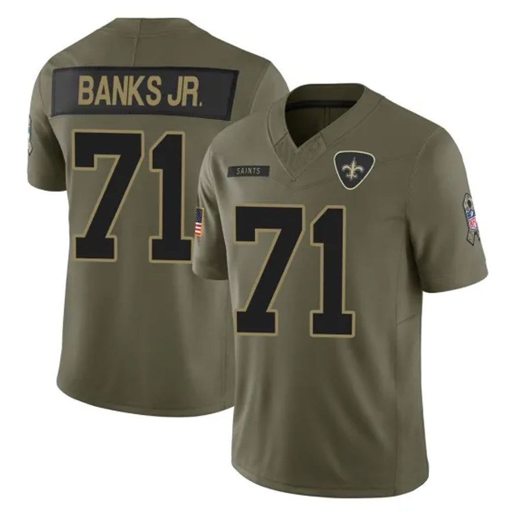 Pkot NO.Saints #71 Kelvin Banks Jr. Player Olive 2025 Salute To Service Limited Stitched Jerseys