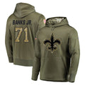 Pkot NO.Saints #71 Kelvin Banks Jr. Player Olive Salute to Service Pullover Hoodies Home Game Stitched Jerseys
