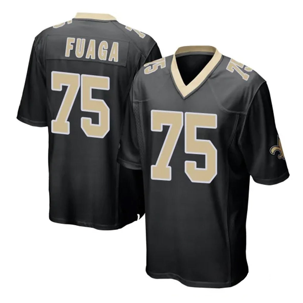 Pkot NO.Saints #75 Taliese Fuaga Player Black Home Game Stitched Jerseys