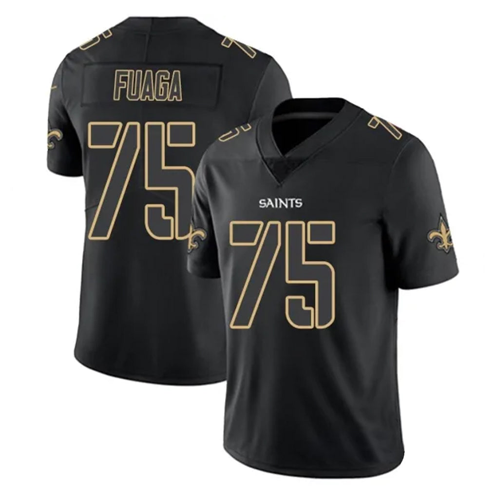 Pkot NO.Saints #75 Taliese Fuaga Player Black Impact Limited Home Game Stitched Jerseys