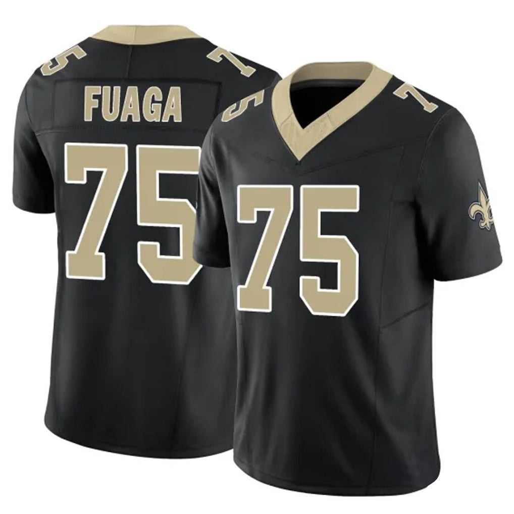 Pkot NO.Saints #75 Taliese Fuaga Player Black Limited Vapor F.U.S.E. Home Game Stitched Jerseys