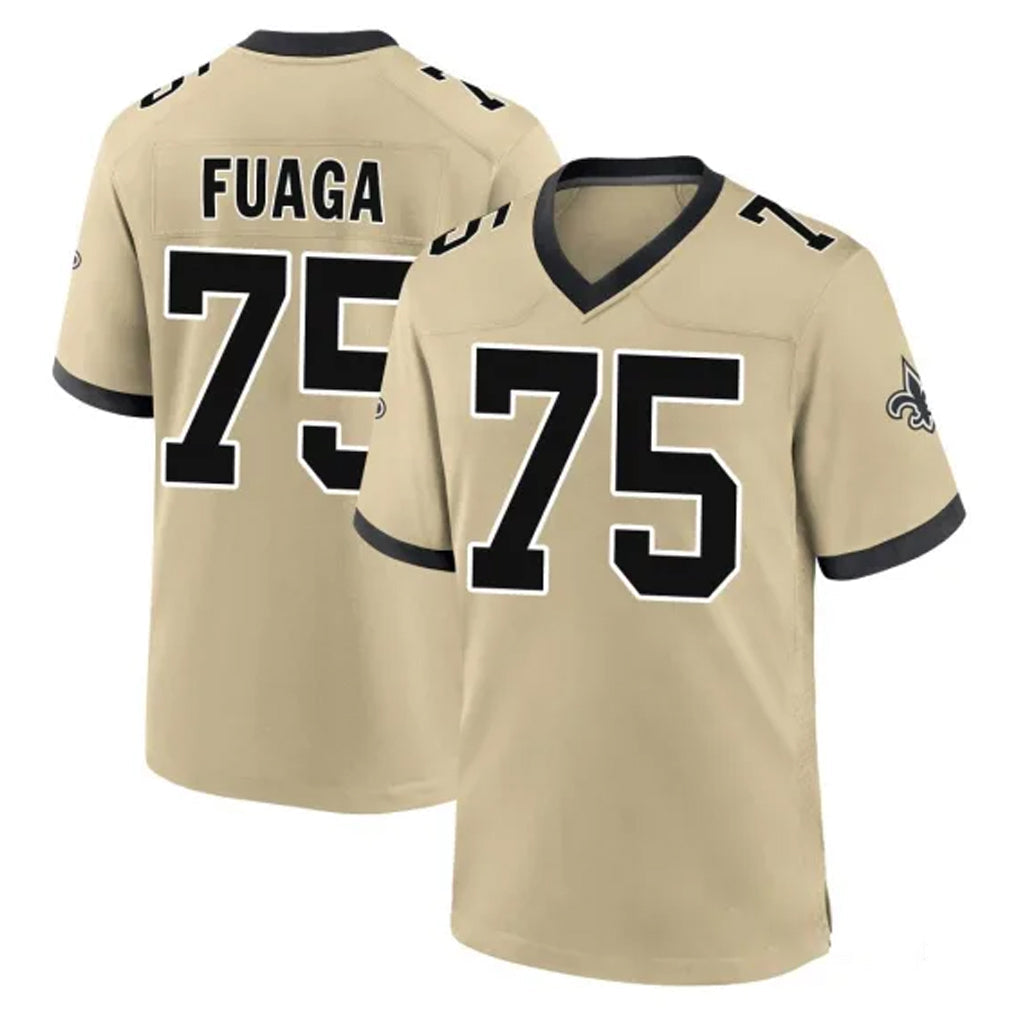 Pkot NO.Saints #75 Taliese Fuaga Player Gold Home Game Stitched Jerseys