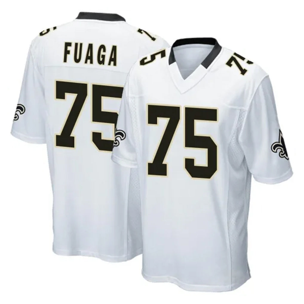 Pkot NO.Saints #75 Taliese Fuaga Player White Home Game Stitched Jerseys