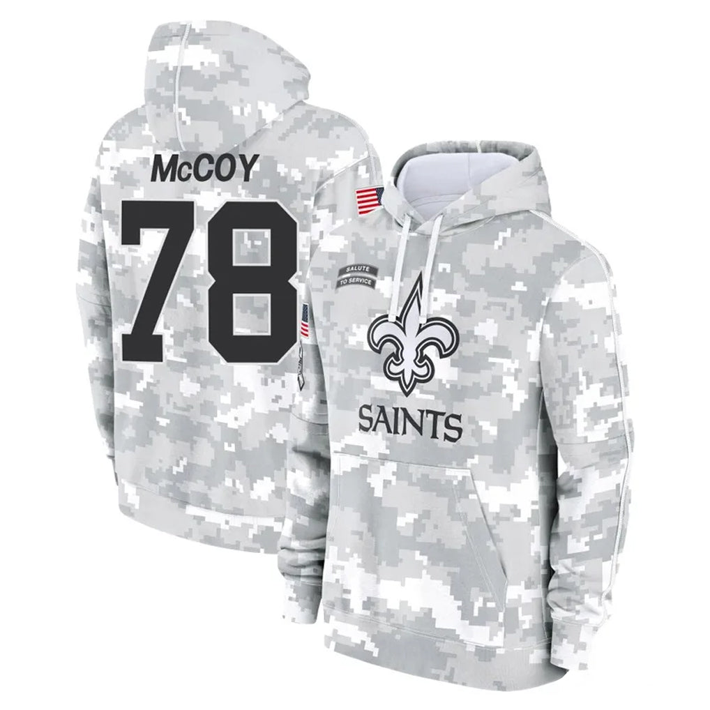 Pkot NO.Saints #78 Erik McCoy Player Arctic Camo Salute to Service Pullover Hoodies Limited Game Stitched Jerseys