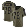 Pkot NO.Saints #78 Erik McCoy Player Olive Salute To Service Limited Game Stitched Jerseys