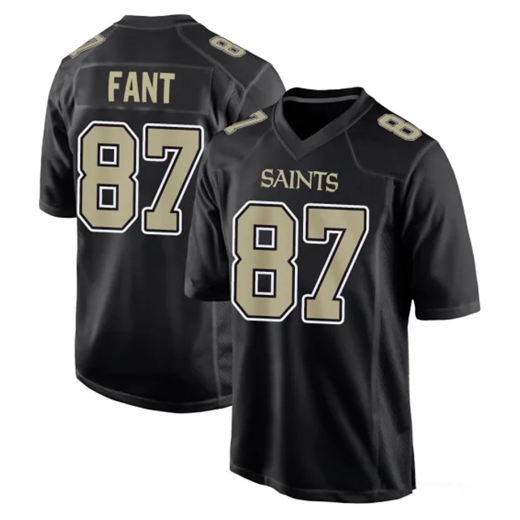 Pkot NO.Saints #87 Noah Fant Player Black Carbon Fashion Home Game Stitched Jerseys