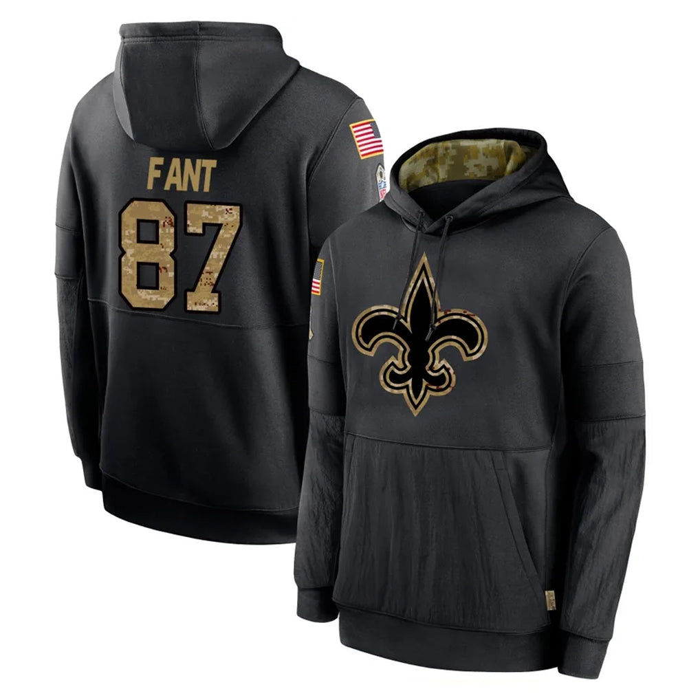 Pkot NO.Saints #87 Noah Fant Player Black Salute to Service Hoodies Limited Game Stitched Jerseys