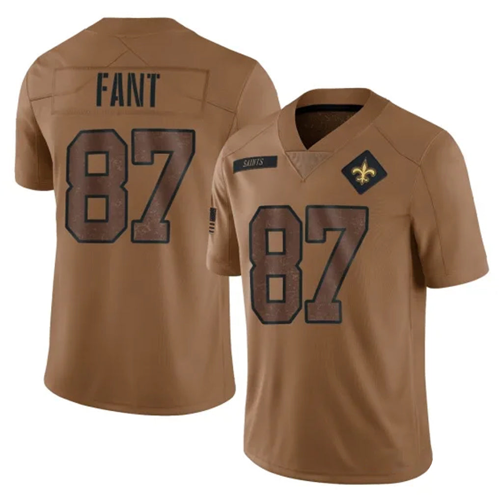 Pkot NO.Saints #87 Noah Fant Player Brown Salute To Service Limited Stitched Jerseys