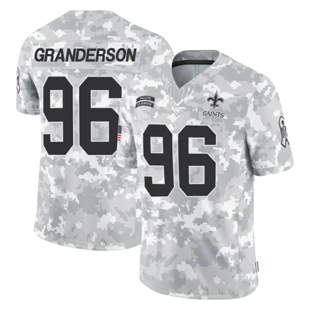 Pkot NO.Saints #96 Carl Granderson Player Arctic Camo Salute To Service Limited Game Stitched Jerseys