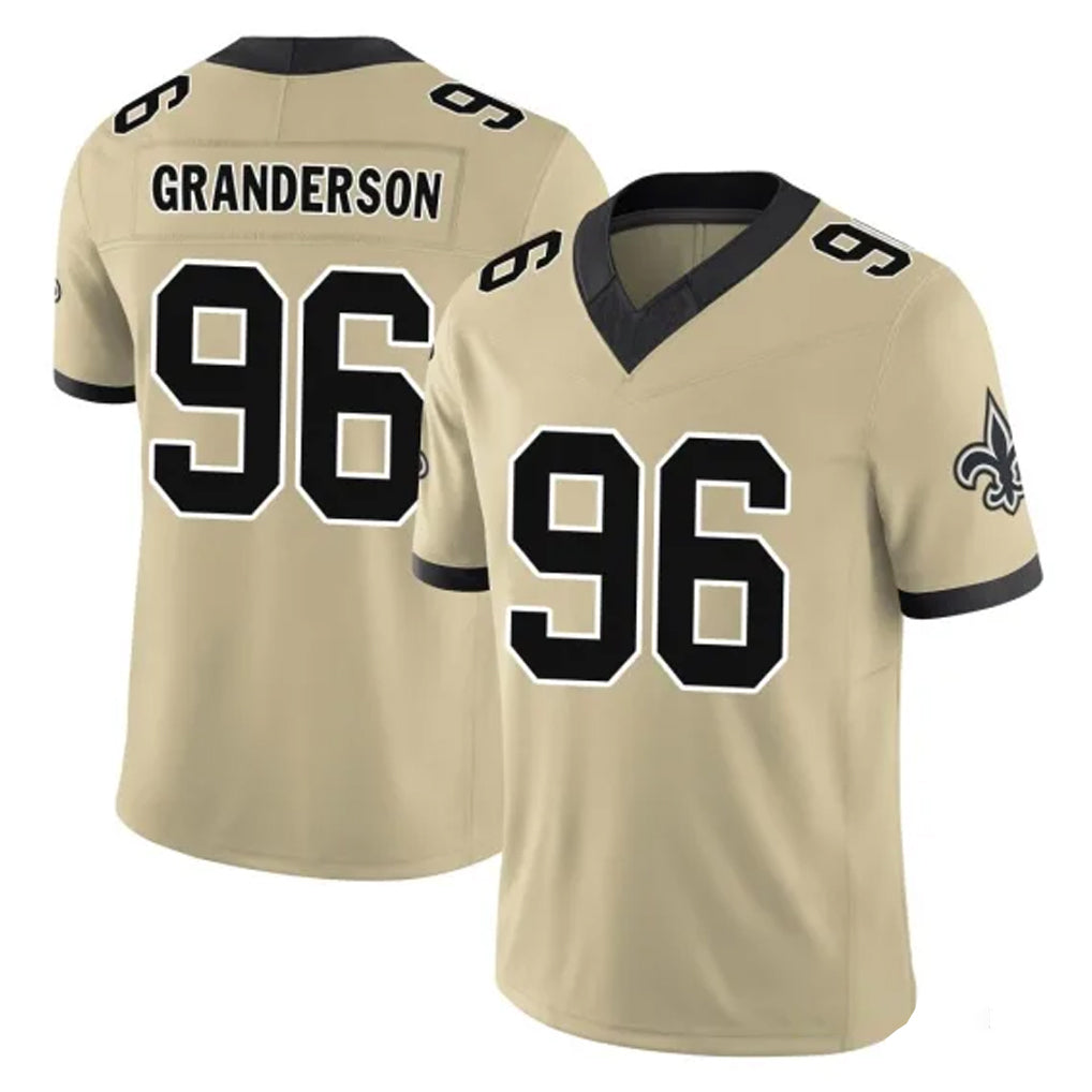Pkot NO.Saints #96 Carl Granderson Player Gold Limited Vapor F.U.S.E. Home Game Stitched Jerseys