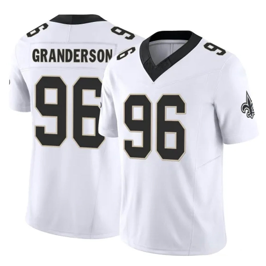Pkot NO.Saints #96 Carl Granderson Player White Limited Vapor F.U.S.E. Home Game Stitched Jerseys