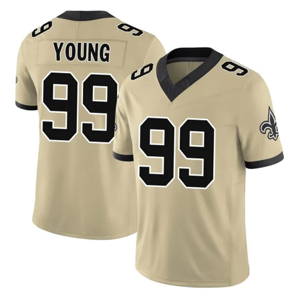 Pkot NO.Saints #99 Chase Young Player Gold Limited Vapor F.U.S.E. Home Game Stitched Jerseys