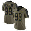 Pkot NO.Saints #99 Chase Young Player Olive Salute To Service Limited Game Stitched Jerseys