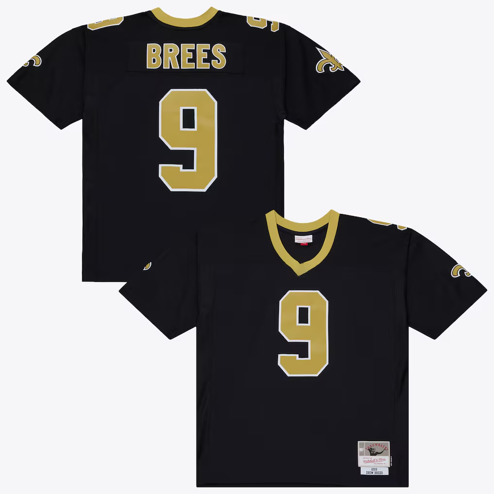 Pkot NO.Saints #9 Drew Brees Mitchell & Ness Black 2009 Legacy Stitched Jerseys