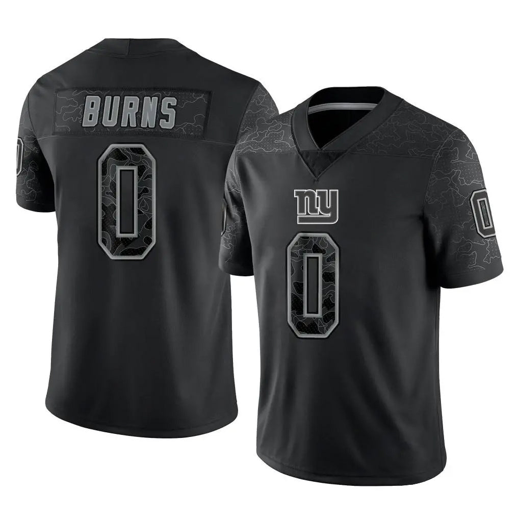 Pkot NY.Giants #0 Brian Burns Player Black Limited Reflective Home Game Stitched Jerseys