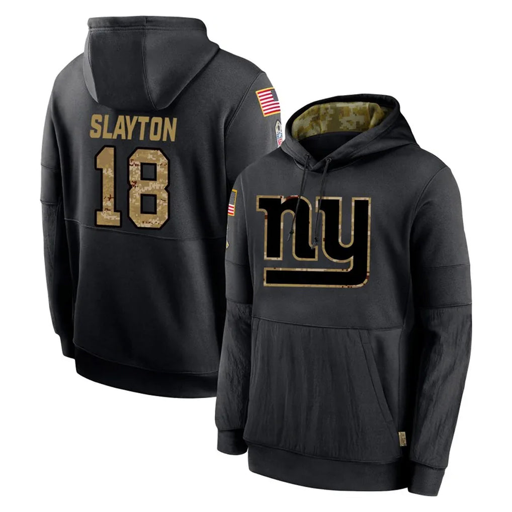 Pkot NY.Giants #18 Darius Slayton Player Black Salute to Service Hoodies Limited Game Stitched Jerseys