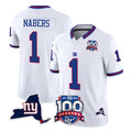 Pkot NY.Giants #1 Malik Nabers Player White 100th Season & State Patch Vapor Limited Home Game Stitched Jerseys