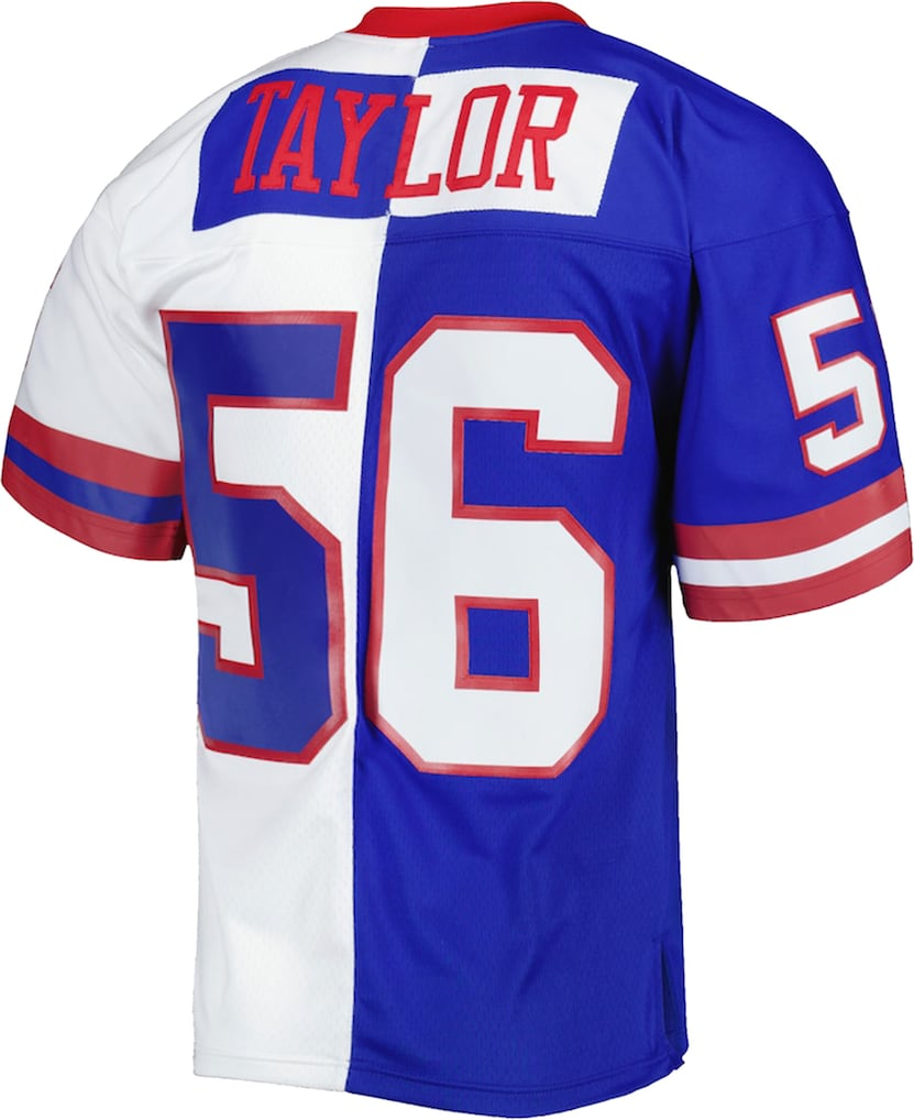 Pkot NY.Giants #56 Lawrence Taylor Mitchell & Ness RoyalWhite 1986 Split Legacy Replica Puhic Stitched Jerseys