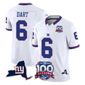 Pkot NY.Giants #6 Jaxson Dart Player White 100th Season & State Patch Vapor Limited Home Game Stitched Jerseys