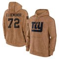 Pkot NY.Giants #72 Jermaine Eluemunor Player Brown Salute to Service Pullover Hoodies Limited Game Stitched Jerseys