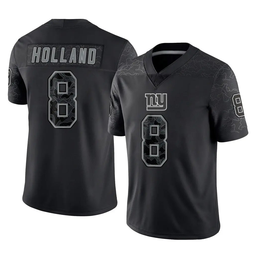 Pkot NY.Giants #8 Jevon Holland Player Black Limited Reflective Home Game Stitched Jerseys
