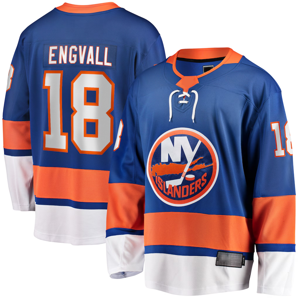 Pkot NY.Islanders #18 Pierre Engvall Blue Home Premier Breakaway Player Jerseys