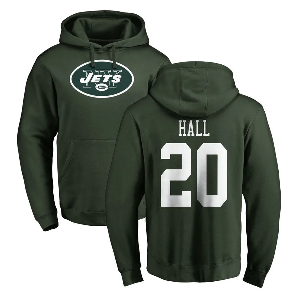 Pkot NY.Jets #20 Breece Hall Player Green LOGO Pullover Hoodies Limited Game Stitched Jerseys