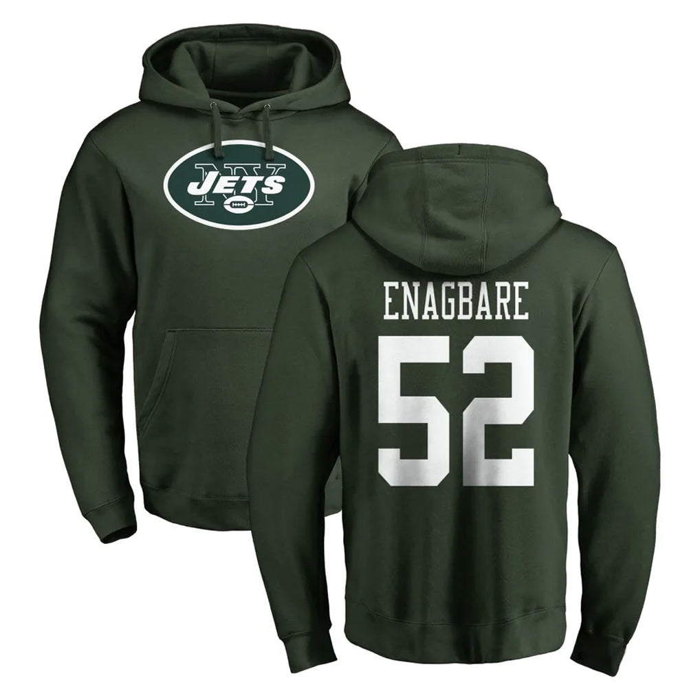 Pkot NY.Jets #52 Kingsley Enagbare Player Green LOGO Pullover Hoodies Limited Game Stitched Jerseys