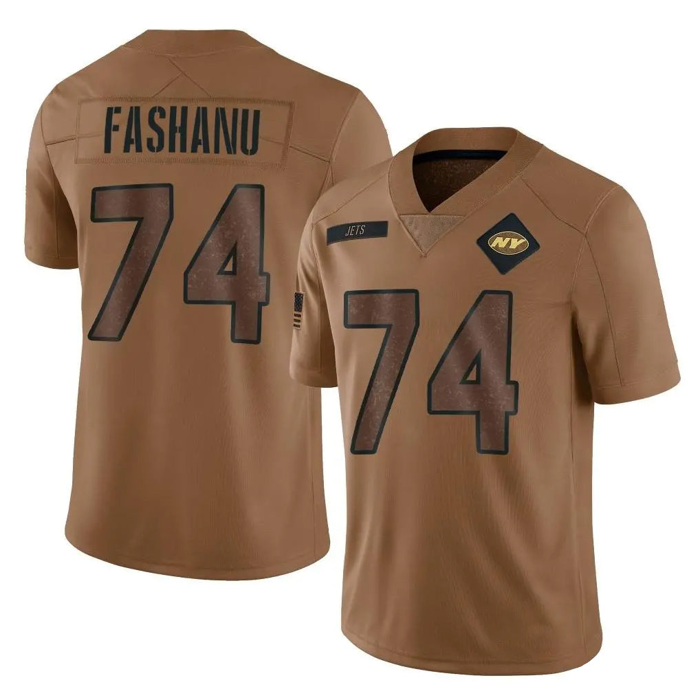 Pkot NY.Jets #74 Olu Fashanu Player Brown Salute To Service Limited Stitched Jerseys