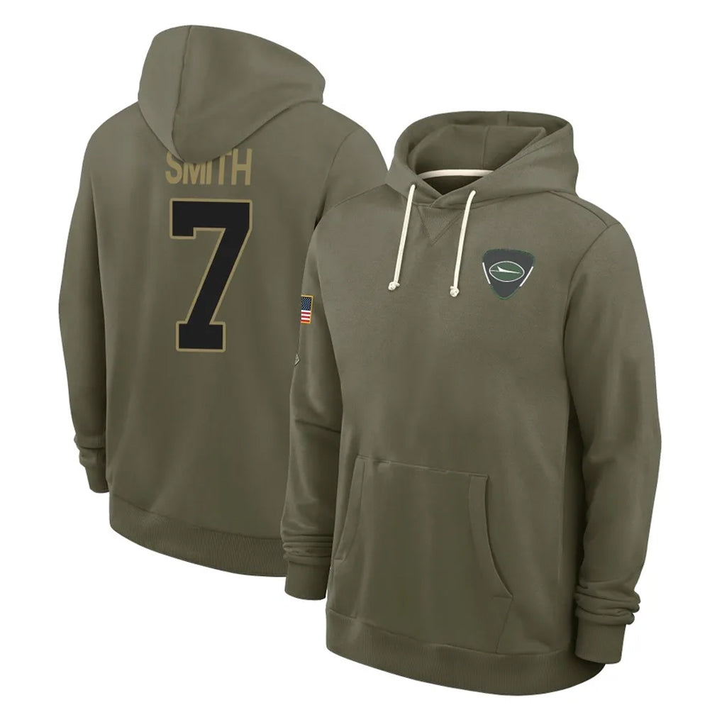 Pkot NY.Jets #7 Geno Smith Player Olive Salute to Service Pullover Hoodies Limited Stitched Jerseys