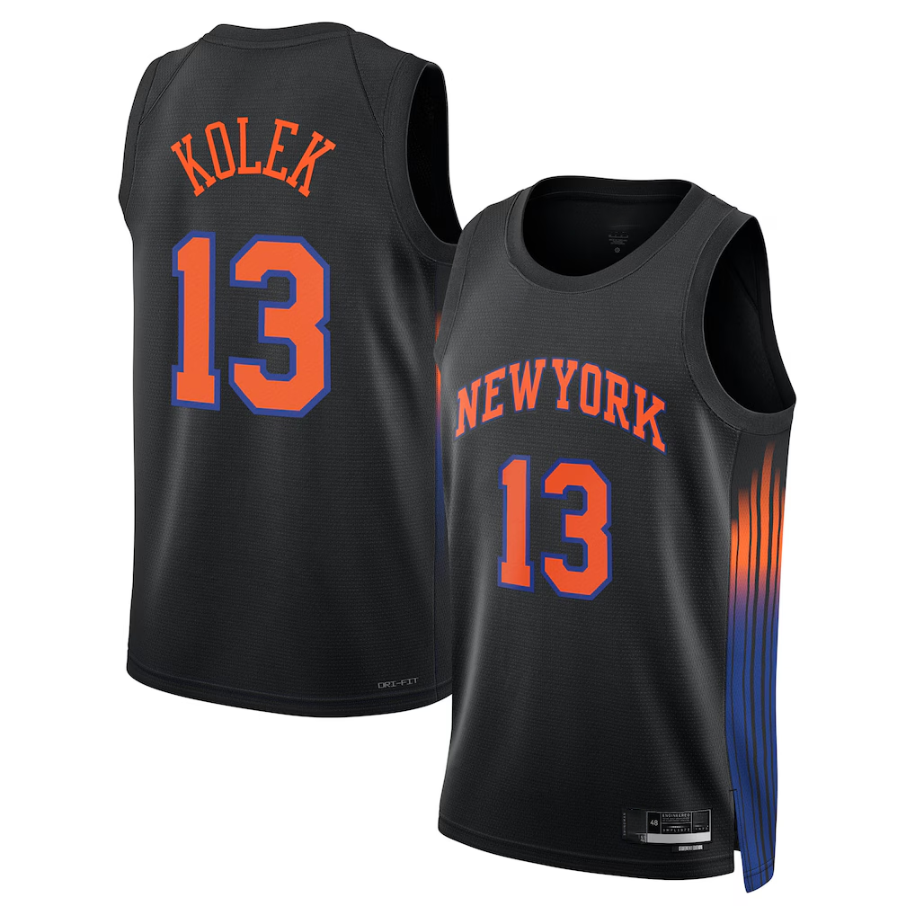 Pkot NY.Knicks #13 Tyler Kolek Jordan Brand Black Swingman Jerseys - Statement Edition