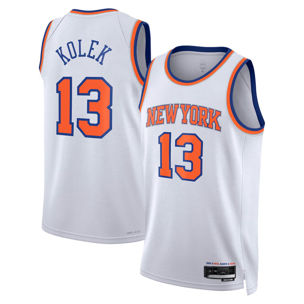 Pkot NY.Knicks #13 Tyler Kolek White Swingman Jerseys - Association Edition