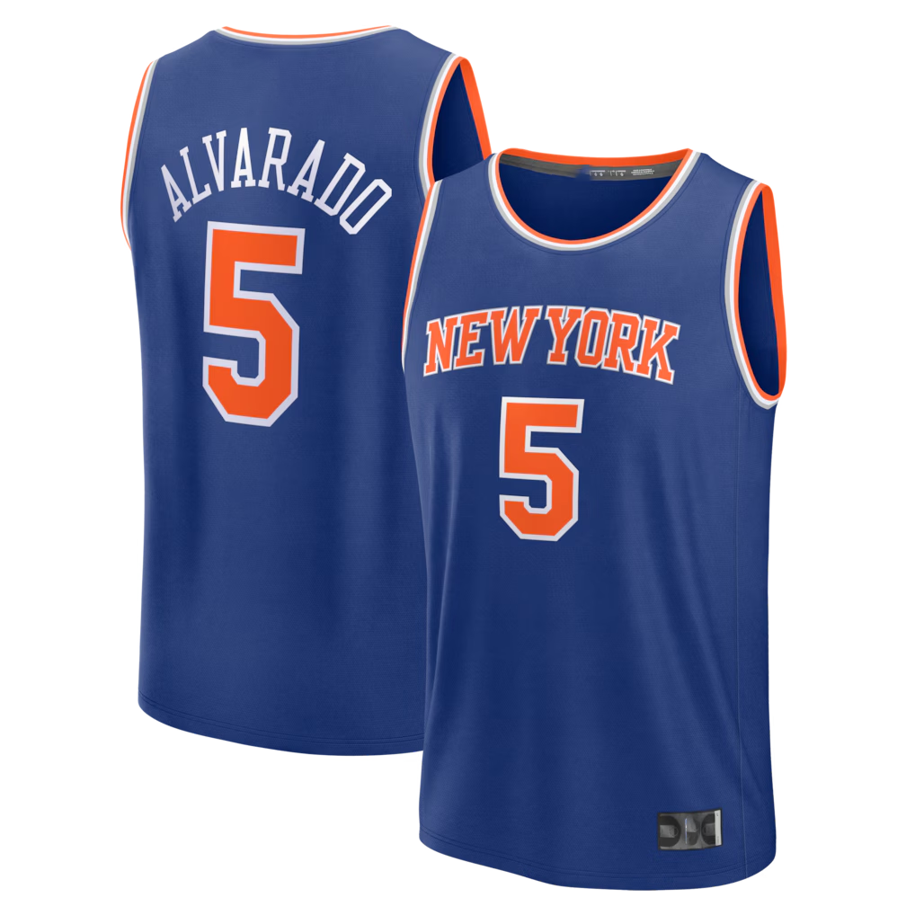 Pkot NY.Knicks #5 Jose Alvarado Blue Fast Break Replica Stitched Jerseys- Icon Edition