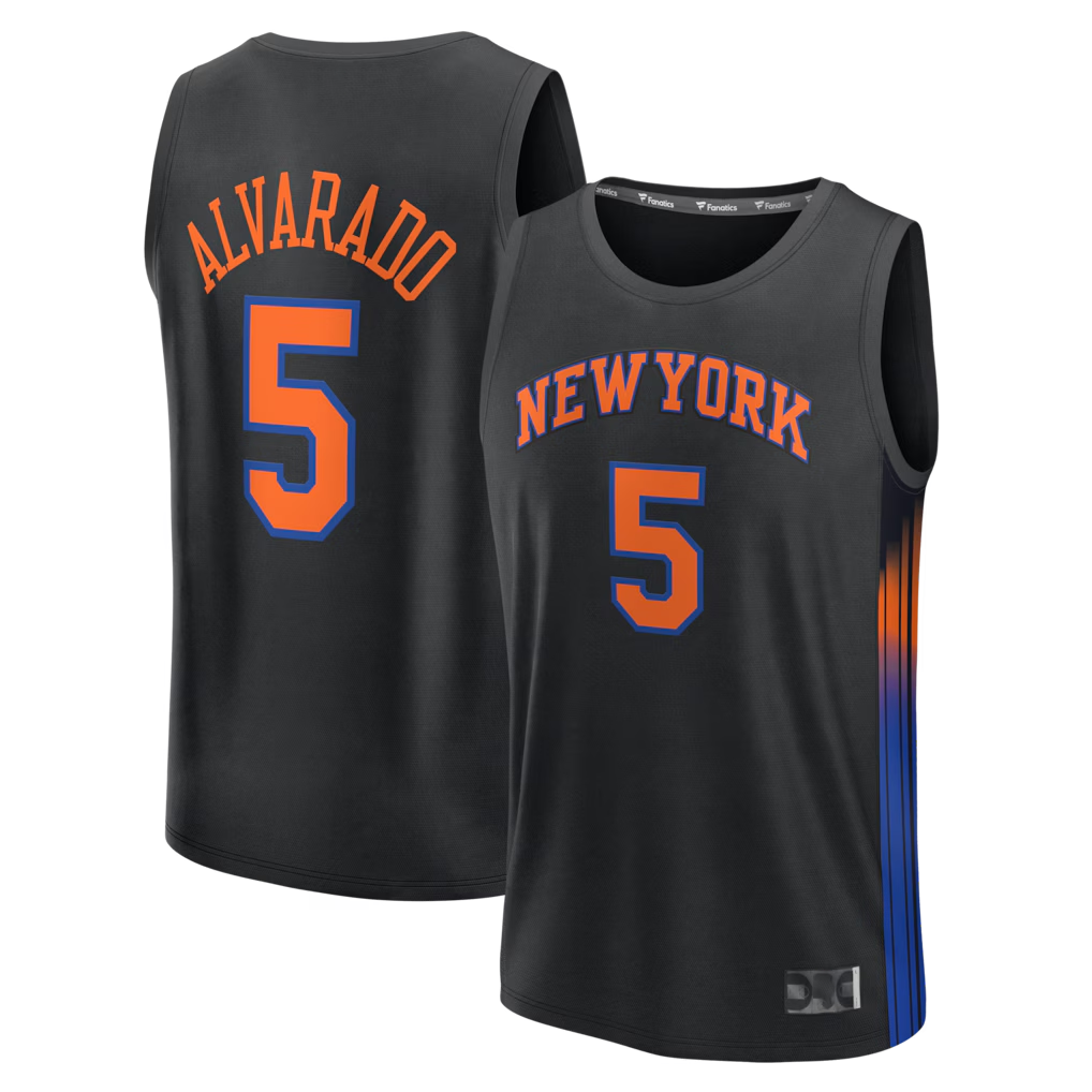 Pkot NY.Knicks #5 Jose Alvarado Black Fast Break Replica Jerseys - Statement Edition