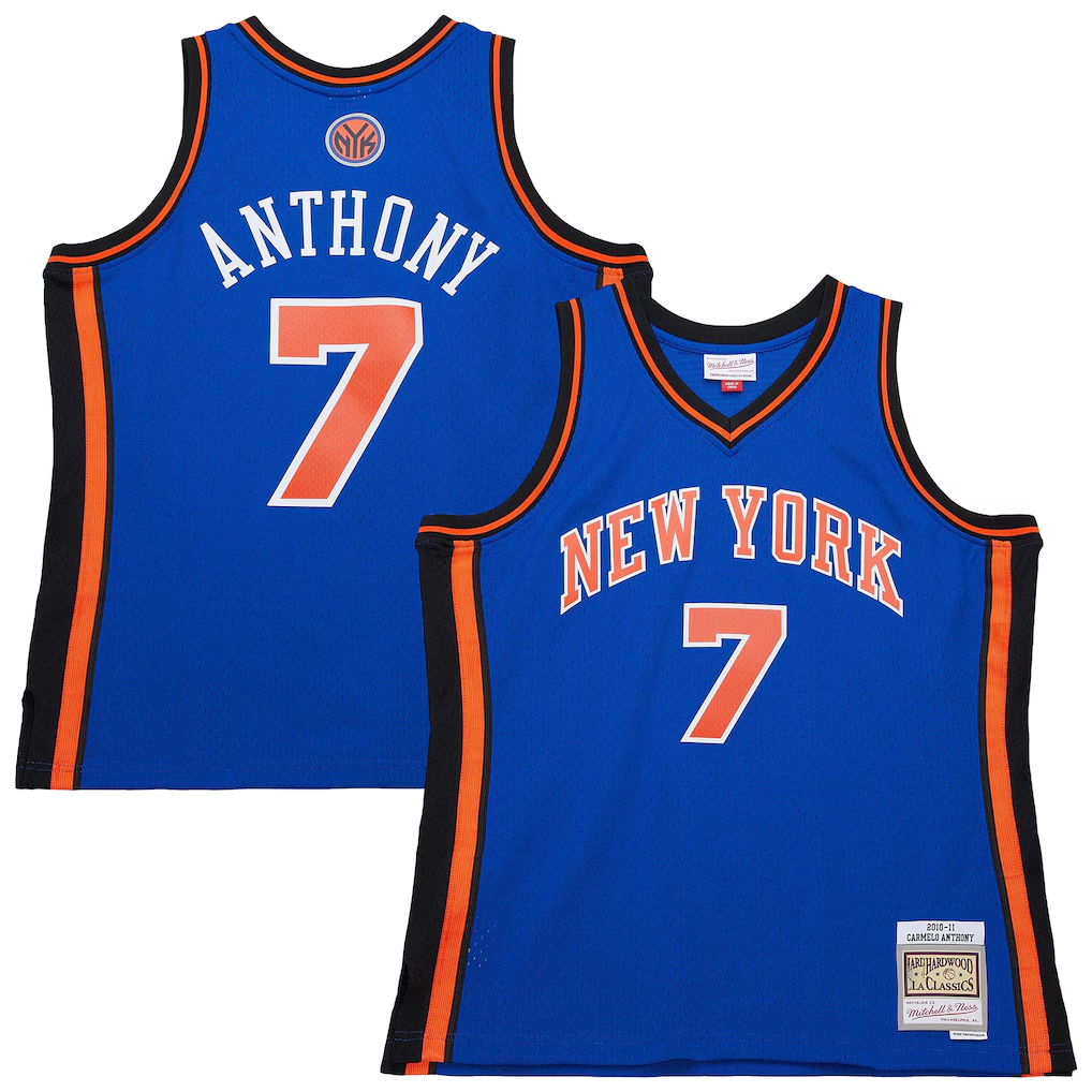 Pkot NY.Knicks #7 Carmelo Anthony Mitchell & Ness Blue 201011 Swingman Jerseys