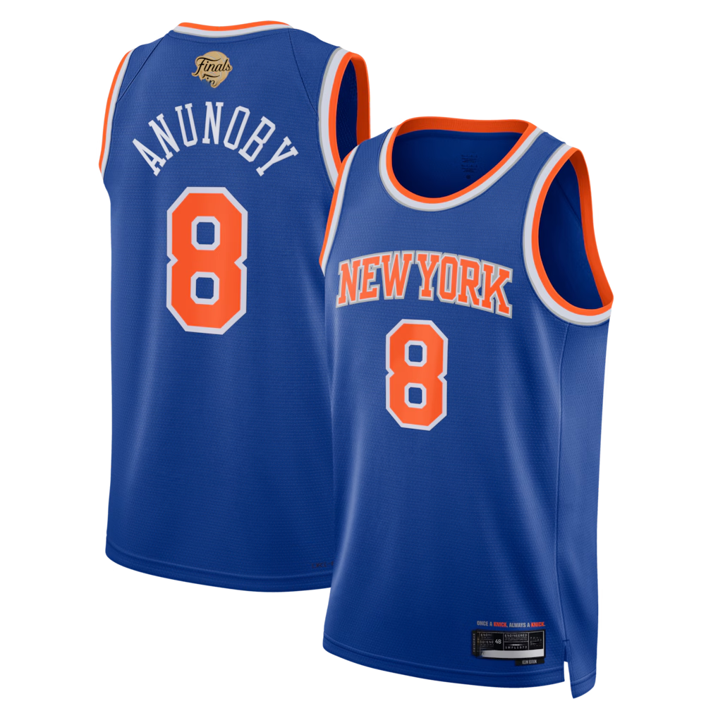 Pkot NY.Knicks #8 OG Anunoby Blue 2026  Finals Patch Swingman Jerseys - Icon Edition