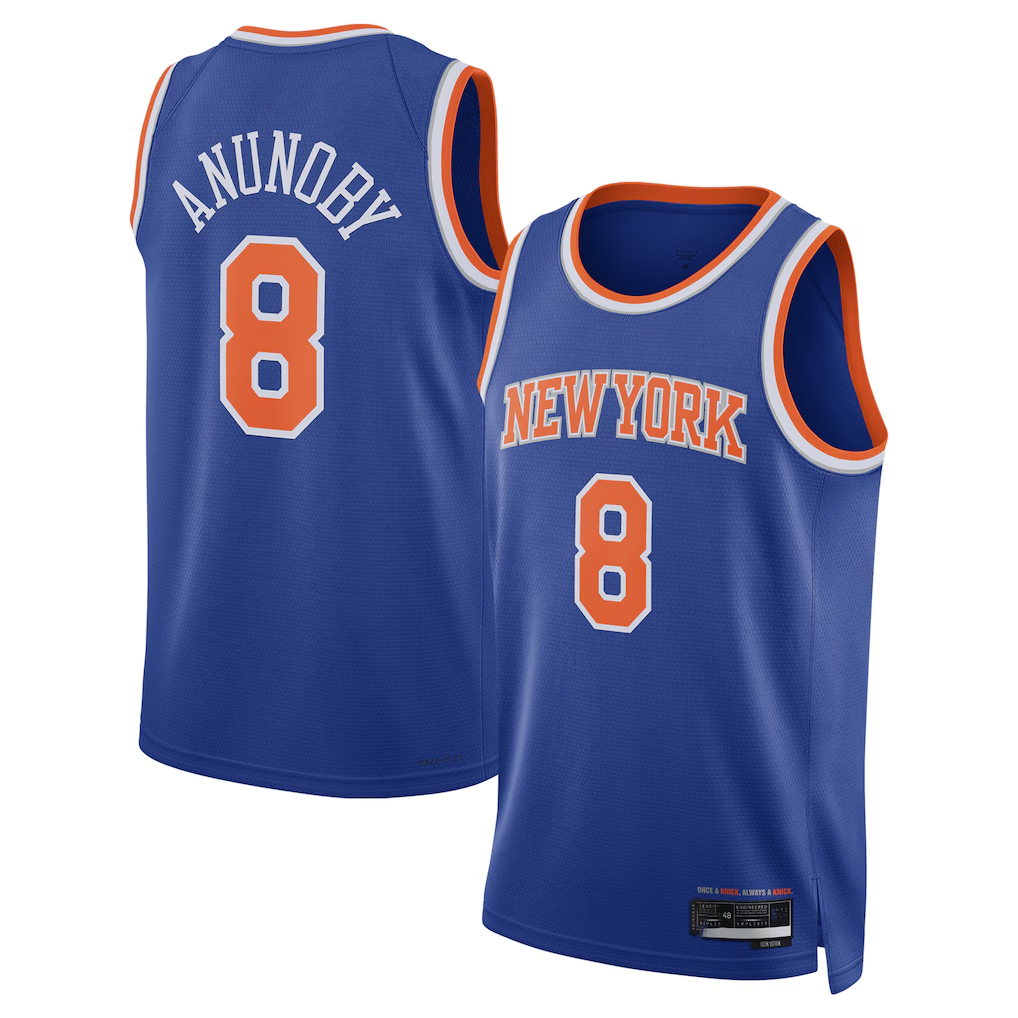 Pkot NY.Knicks #8 OG Anunoby Blue Swingman Jerseys - Icon Edition