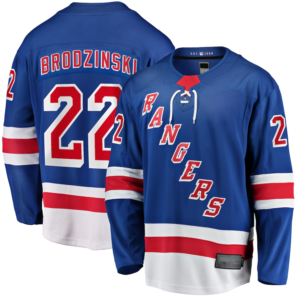 Pkot NY.Rangers #22 Jonny Brodzinski Blue Home Premier Breakaway Jerseys