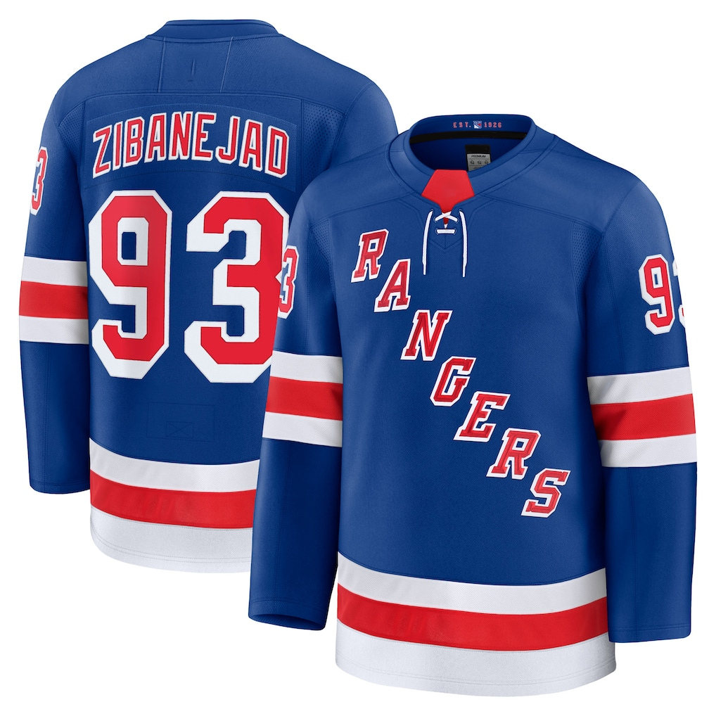 Pkot NY.Rangers #93 Mika Zibanejad Blue Home Premium Jerseys