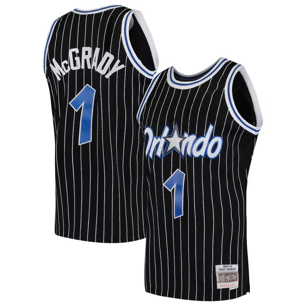 Pkot O.Magic #1 Tracy McGrady Mitchell & Ness Black Hardwood Classics Swingman Jerseys