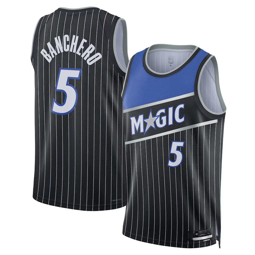 Pkot O.Magic #5 Paolo Banchero Black Swingman Jerseys - Statement Edition